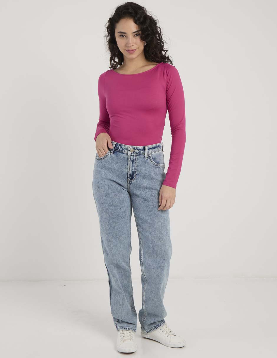Playera manga larga cuello ojal para mujer 3