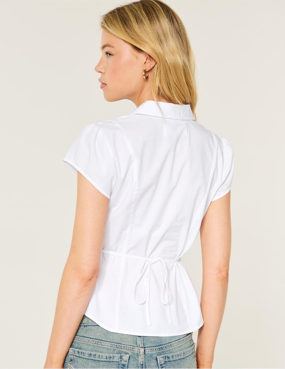 Blusa camisera manga corta para mujer 6