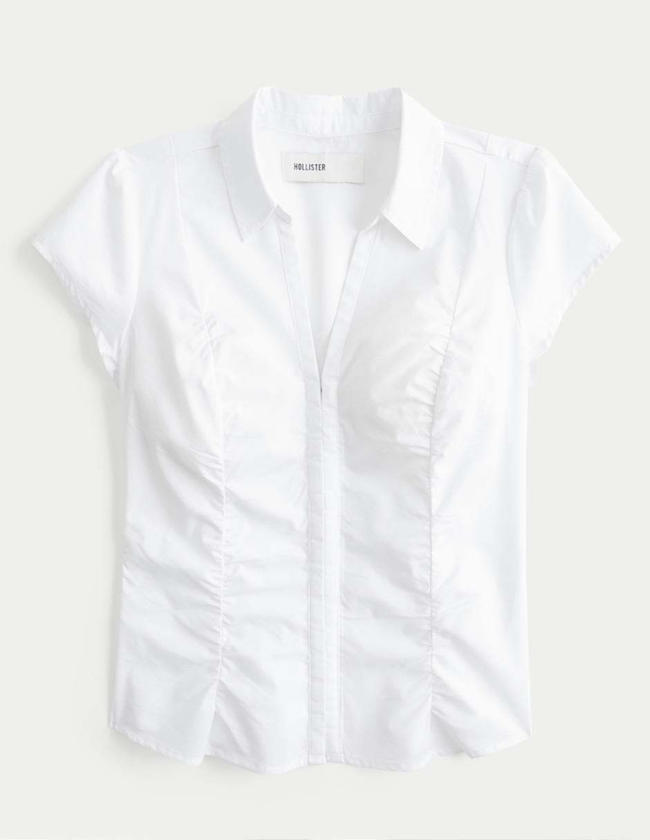 Blusa camisera manga corta para mujer 7