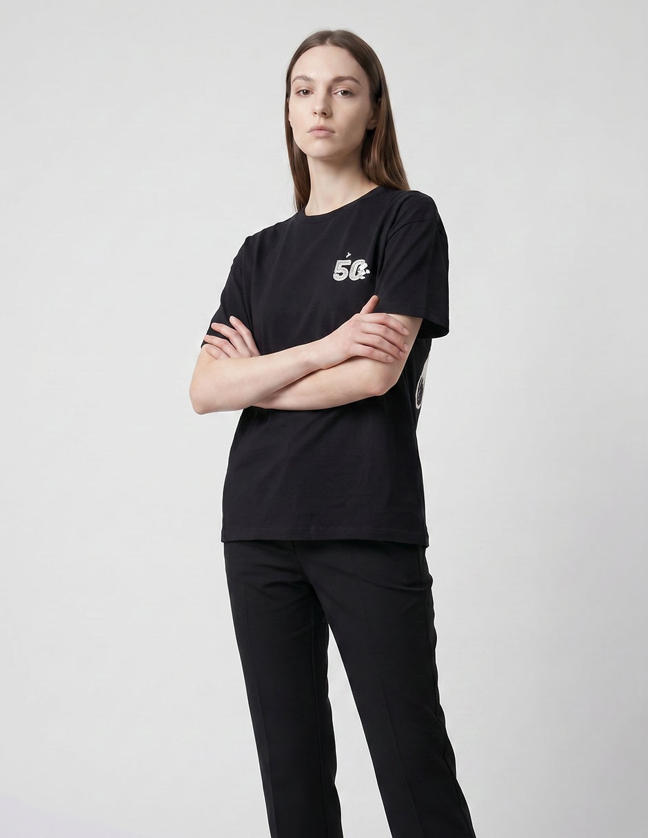 Playera manga corta Tee Bar Snoopy cuello redondo para mujer