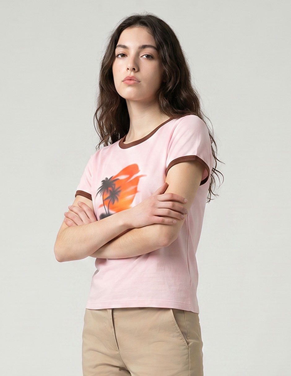 Playera manga corta cuello redondo para mujer