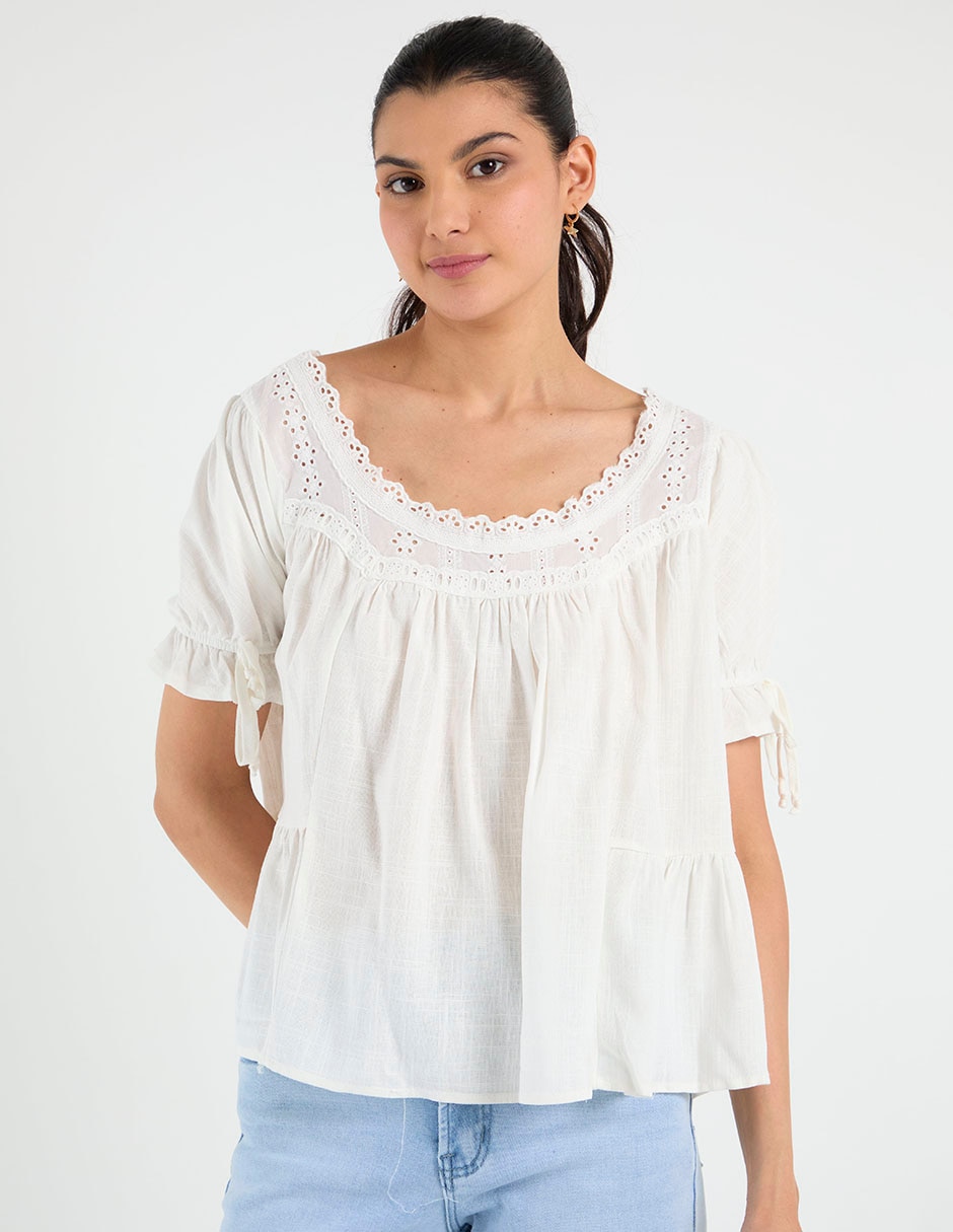 Blusa manga corta para mujer
