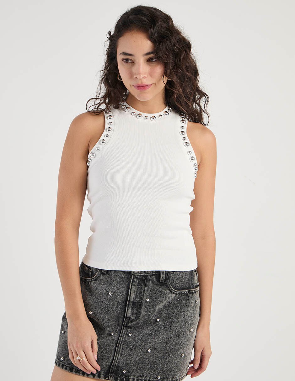 Top cuello redondo