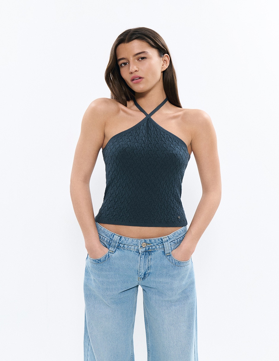 Top escote regular tirante delgado 1