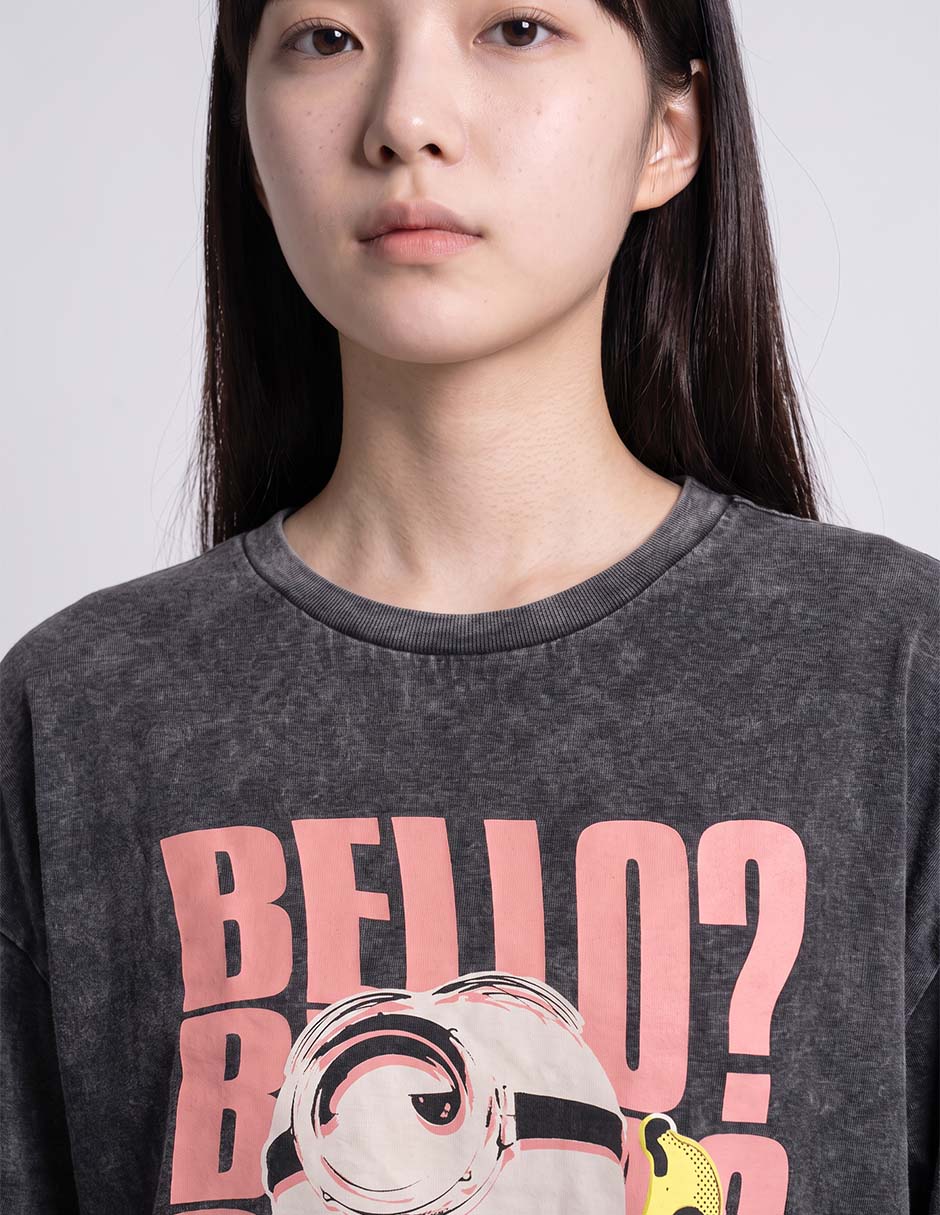 Playera manga al codo Minions cuello redondo para mujer 3