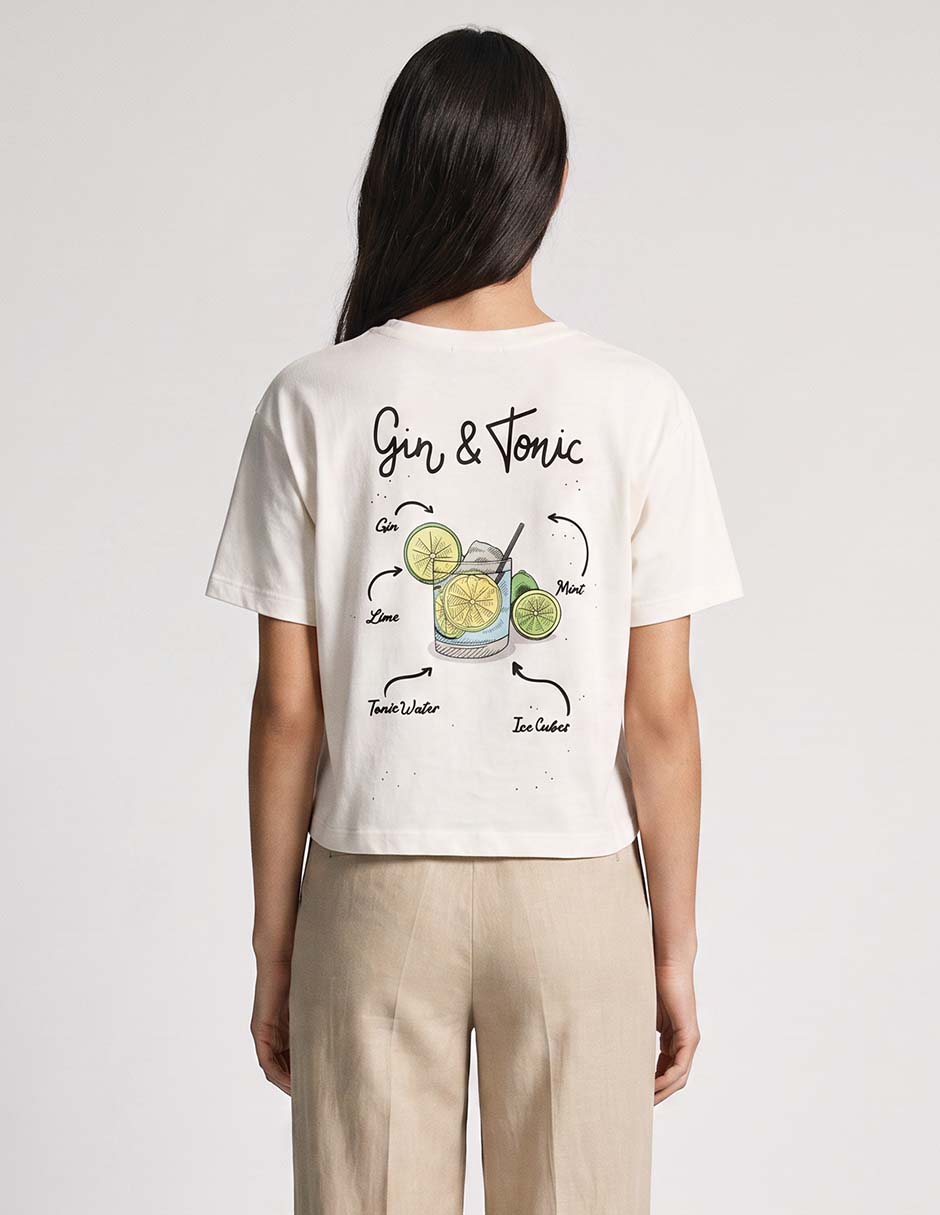 Playera manga corta Gin & Tonic cuello redondo para mujer 2