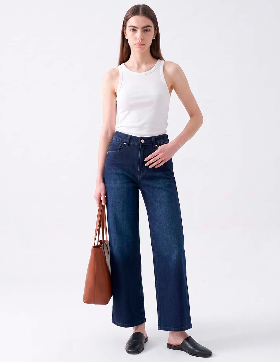 Jeans relajado cintura jean wide leg soft para mujer Jeans relajado cintura jean wide leg soft para mujer