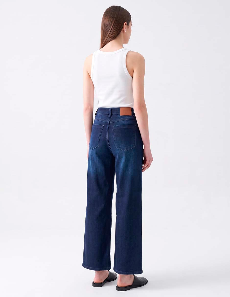 Jeans relajado cintura jean wide leg soft para mujer 4