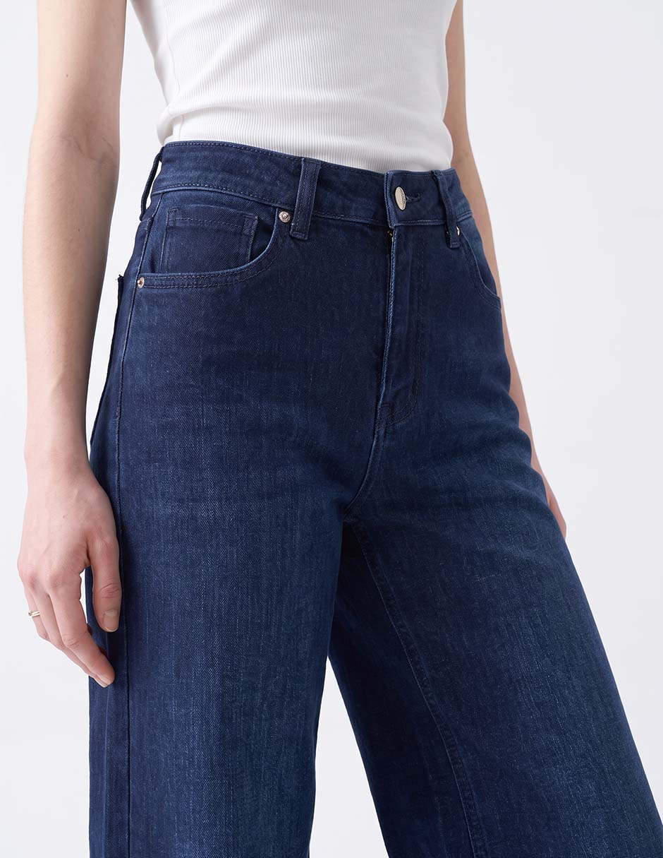 Jeans relajado cintura jean wide leg soft para mujer 2