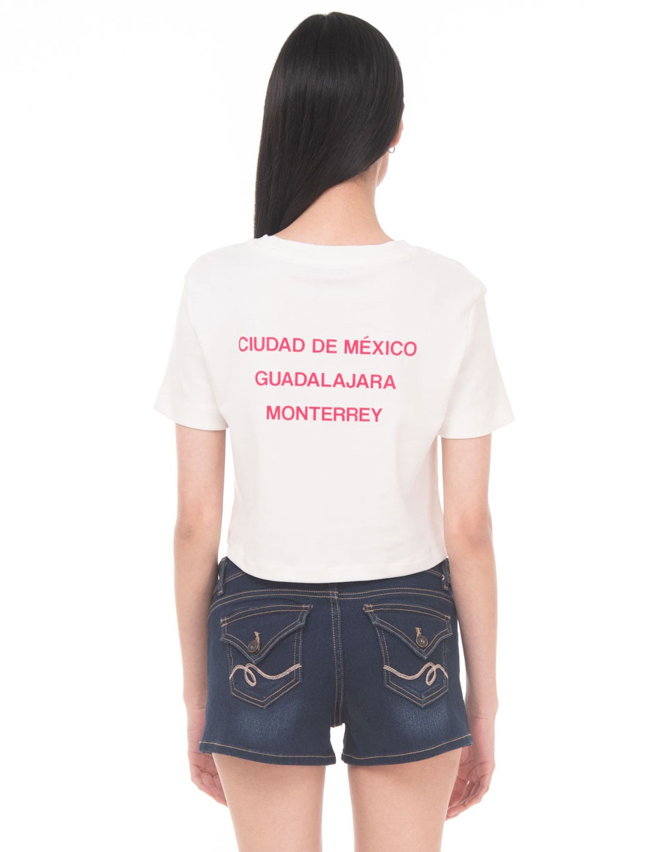 Playera manga corta cuello redondo para mujer