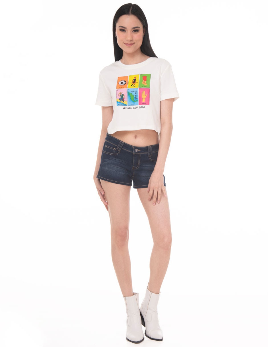 Playera manga corta cuello redondo para mujer