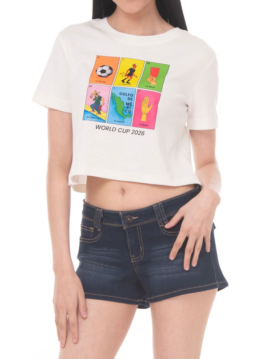 Playera manga corta cuello redondo para mujer