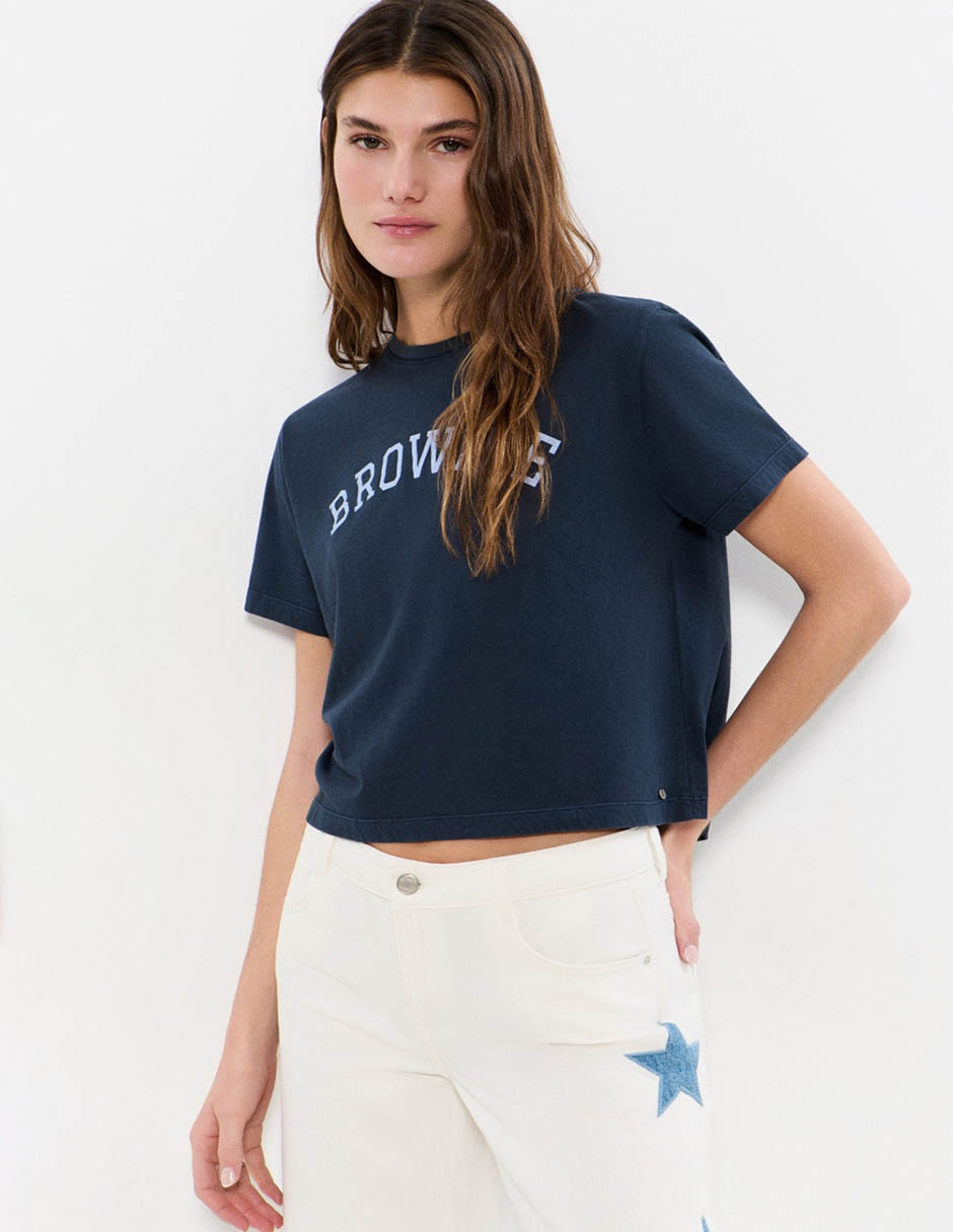 Playera manga corta Brownie cuello redondo para mujer