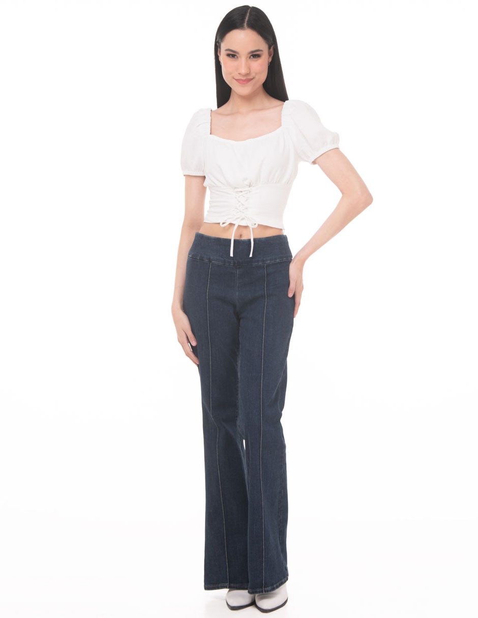 Jeans acampanado a la cintura sarah bustani para mujer