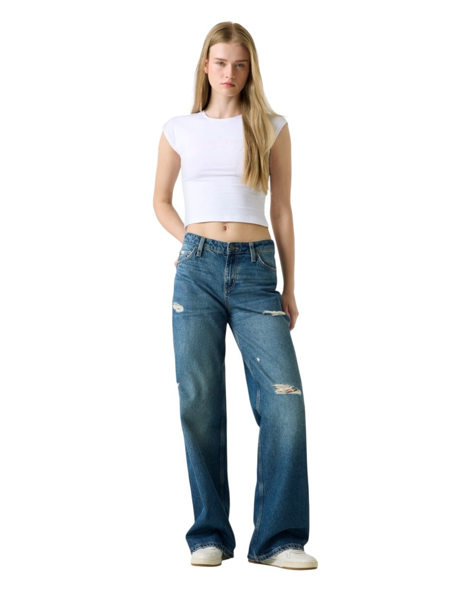Playera manga corta Guess Jeans cuello redondo para mujer