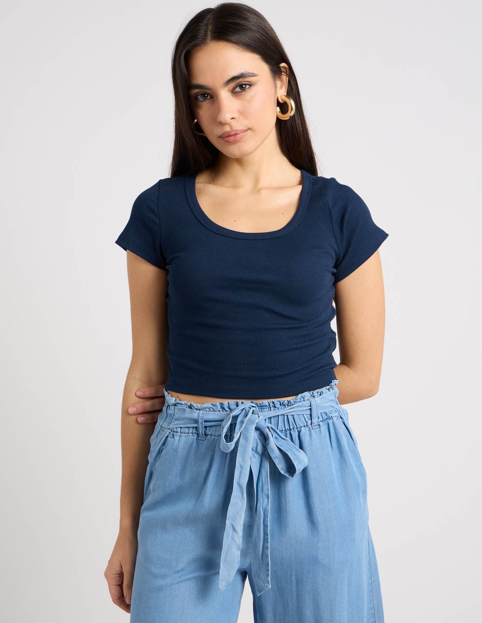 Playera manga corta cuello redondo para mujer Playera manga corta cuello redondo para mujer