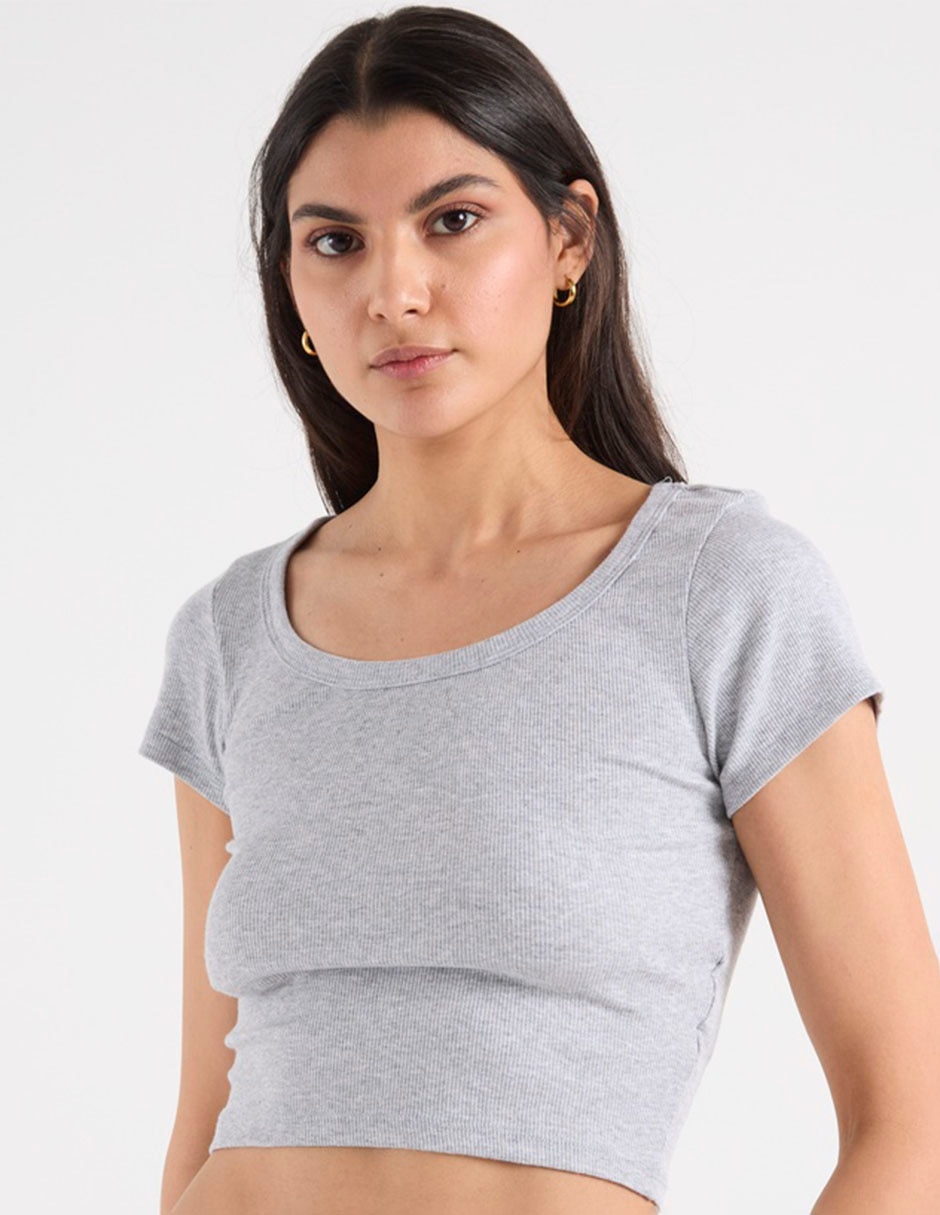 Playera manga corta Coffee Bean cuello redondo para mujer