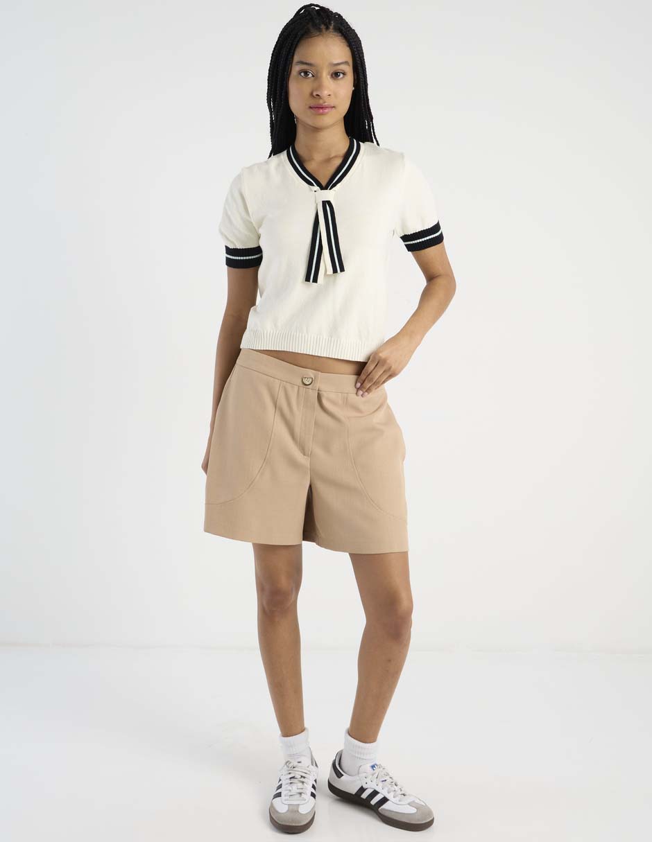 Blusa Coffee Bean manga corta para mujer