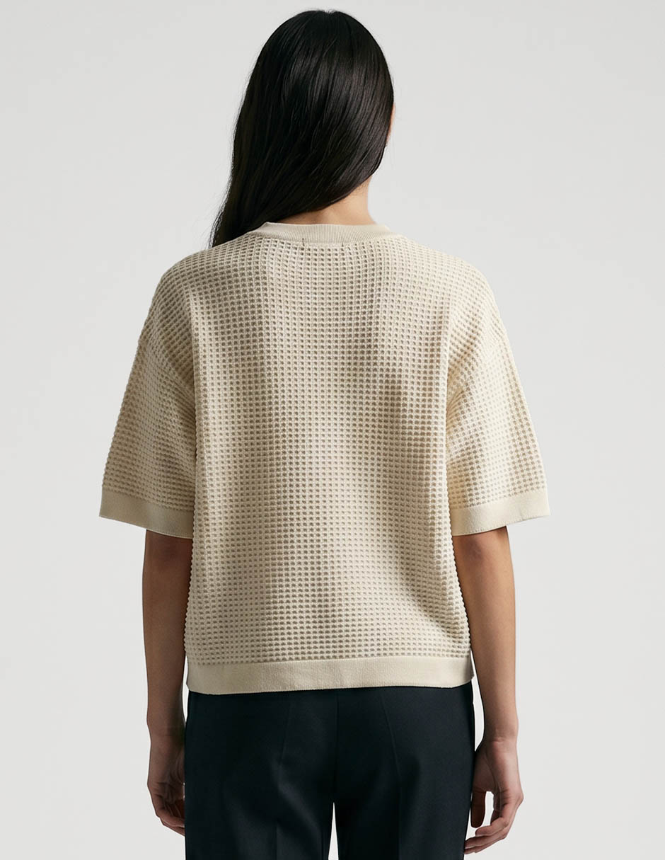 Blusa coffee bean manga al codo para mujer