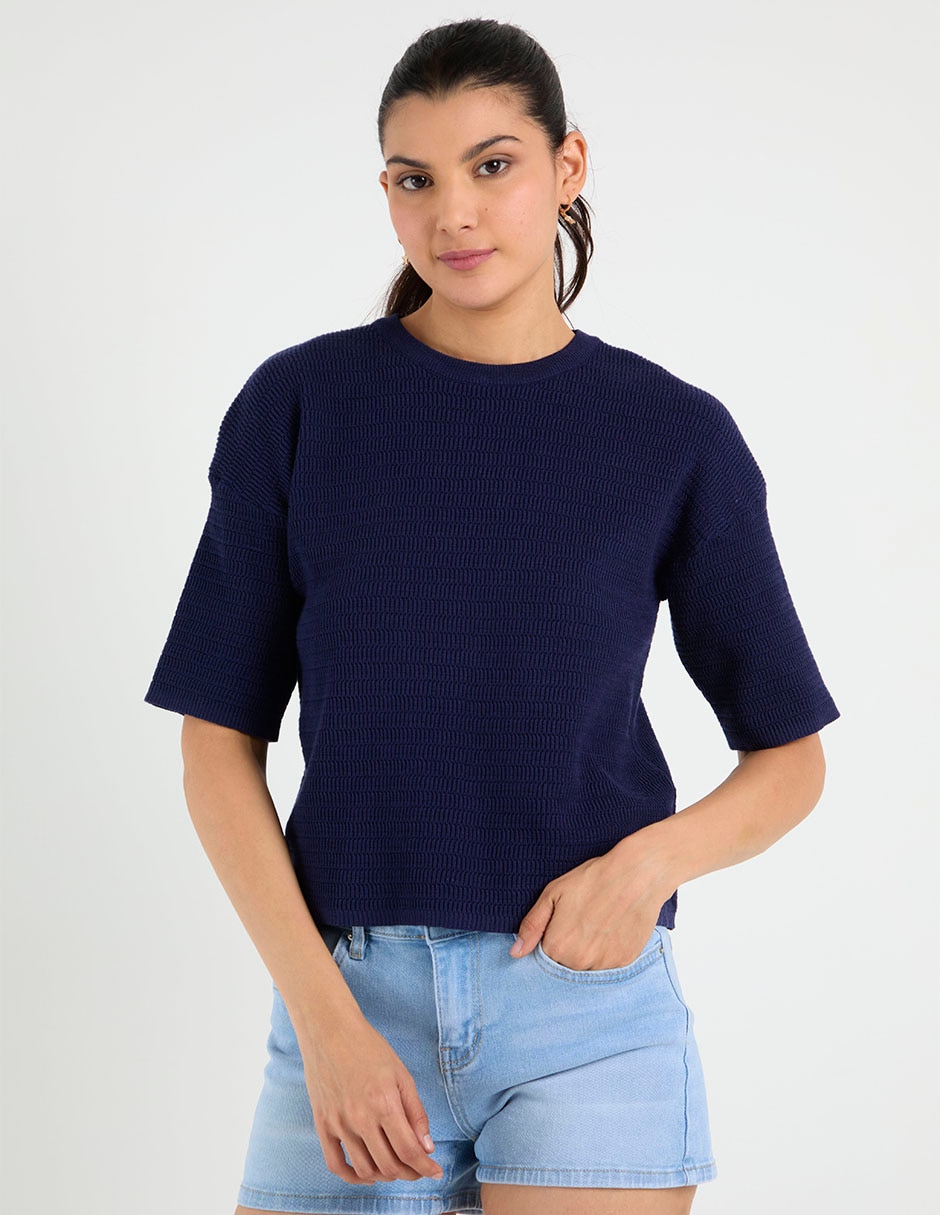 Blusa manga al codo para mujer