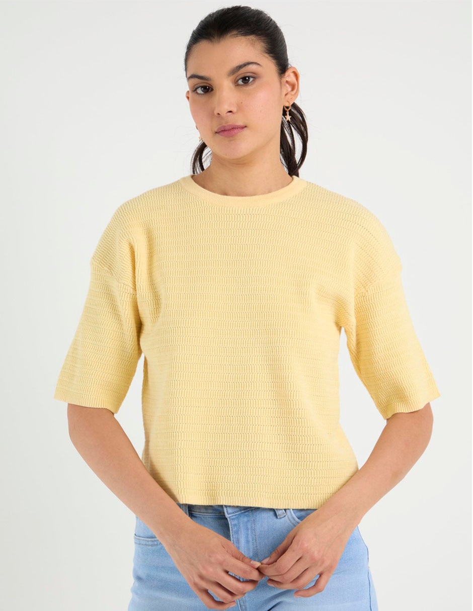 Blusa manga al codo para mujer