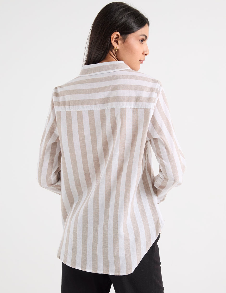 Blusa camisera Coffee Bean manga larga para mujer