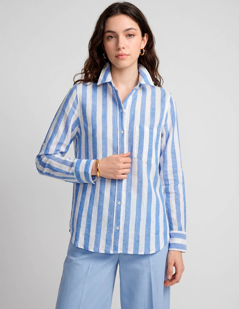 Blusa camisera manga larga para mujer