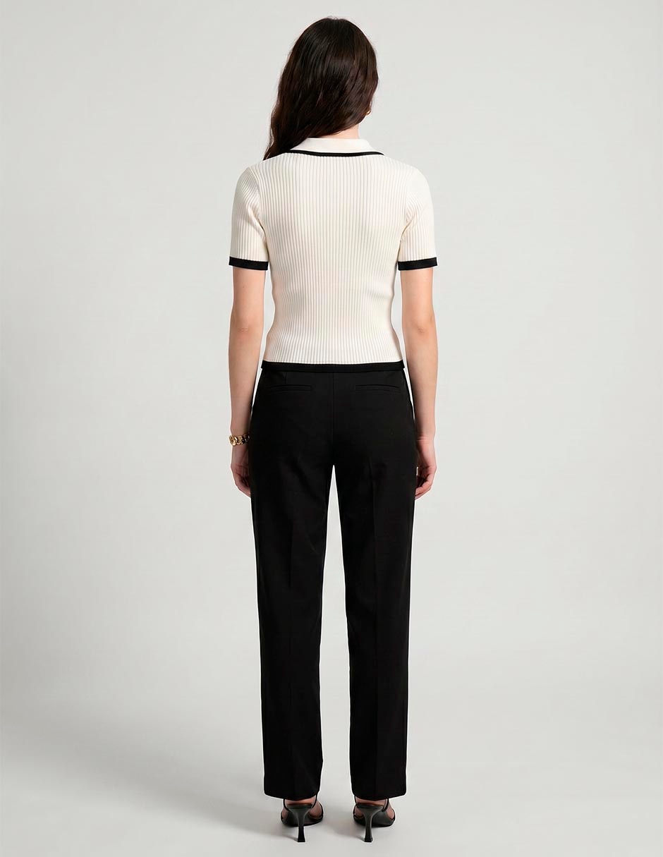 Playera manga corta Coffee Bean cuello polo para mujer