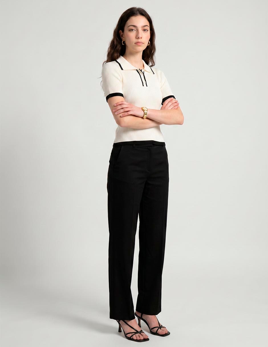 Playera manga corta Coffee Bean cuello polo para mujer