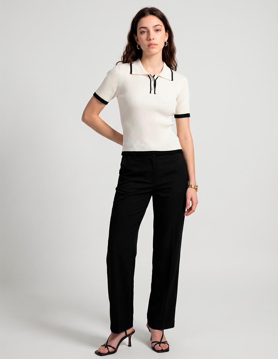 Playera manga corta Coffee Bean cuello polo para mujer