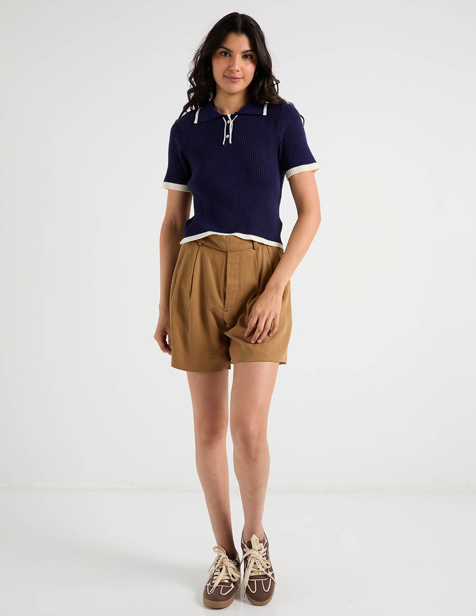 Playera manga corta cuello polo para mujer 4