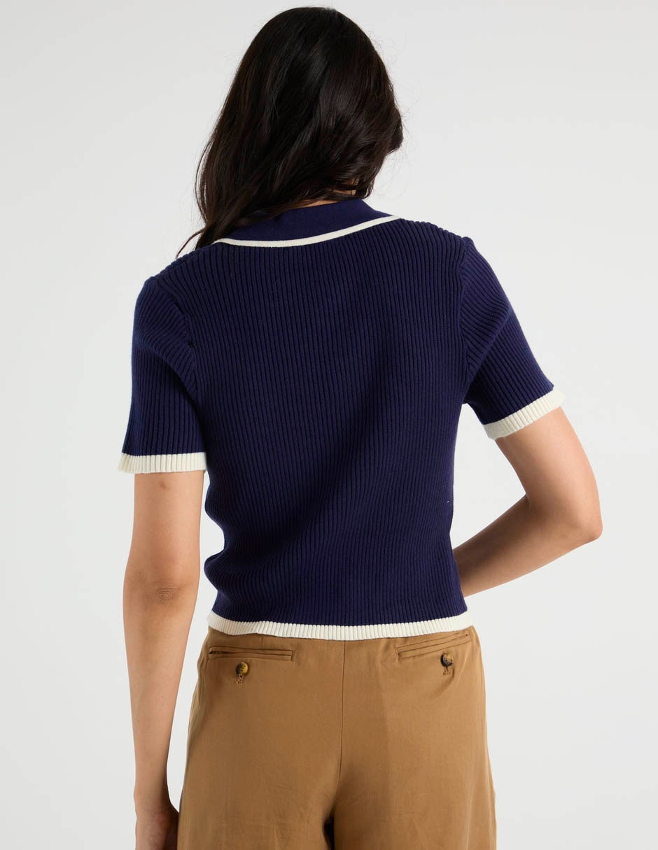 Playera manga corta cuello polo para mujer 6