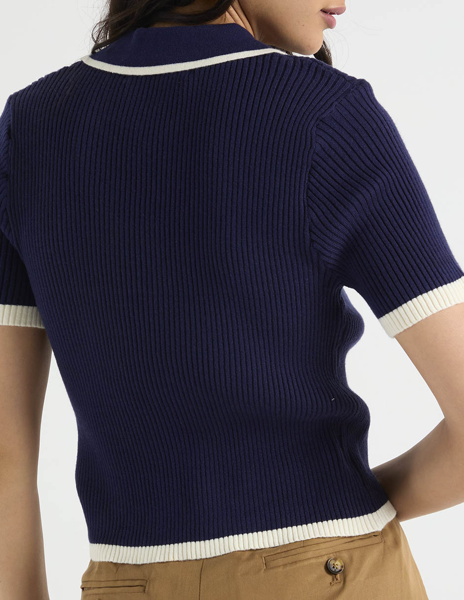 Playera manga corta cuello polo para mujer 5