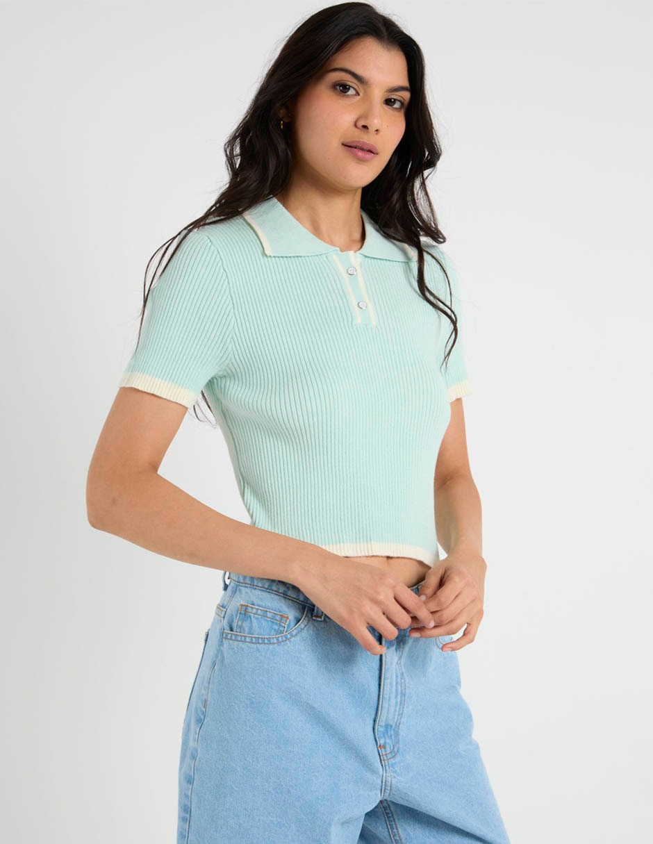Playera manga corta cuello polo para mujer Playera manga corta cuello polo para mujer