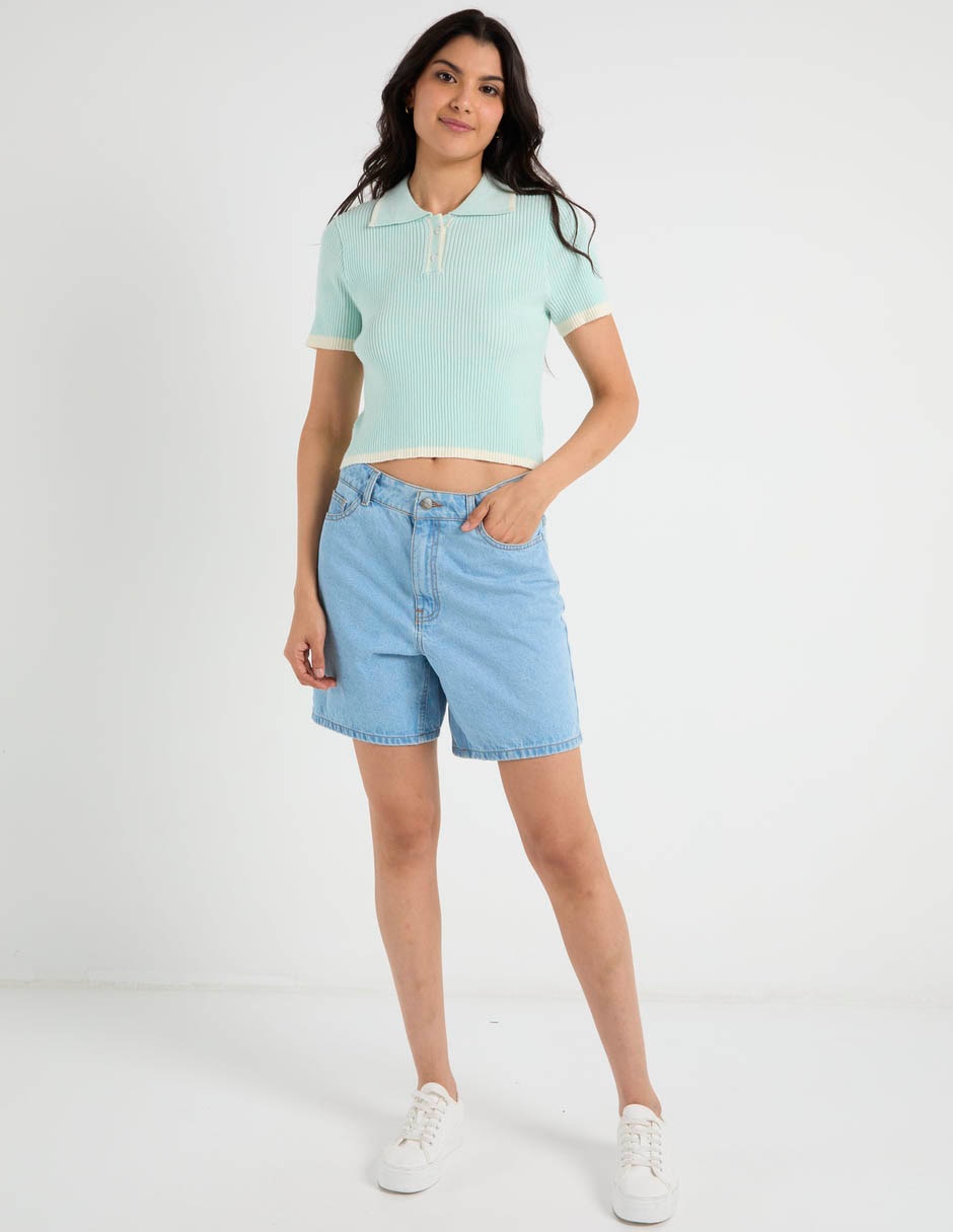 Playera manga corta cuello polo para mujer 4