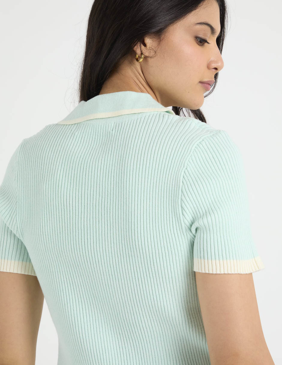 Playera manga corta cuello polo para mujer 2