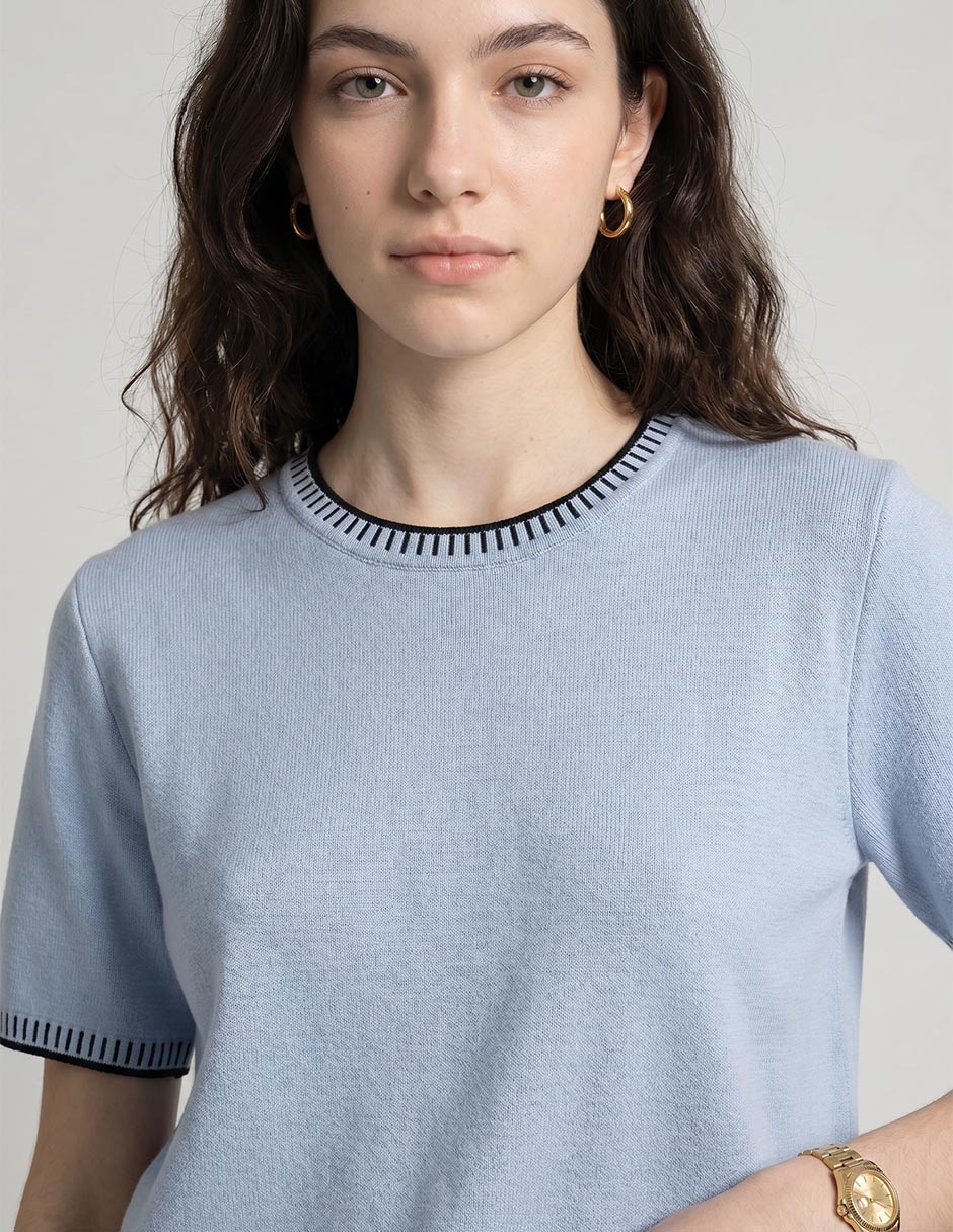 Playera manga corta cuello redondo para mujer 4