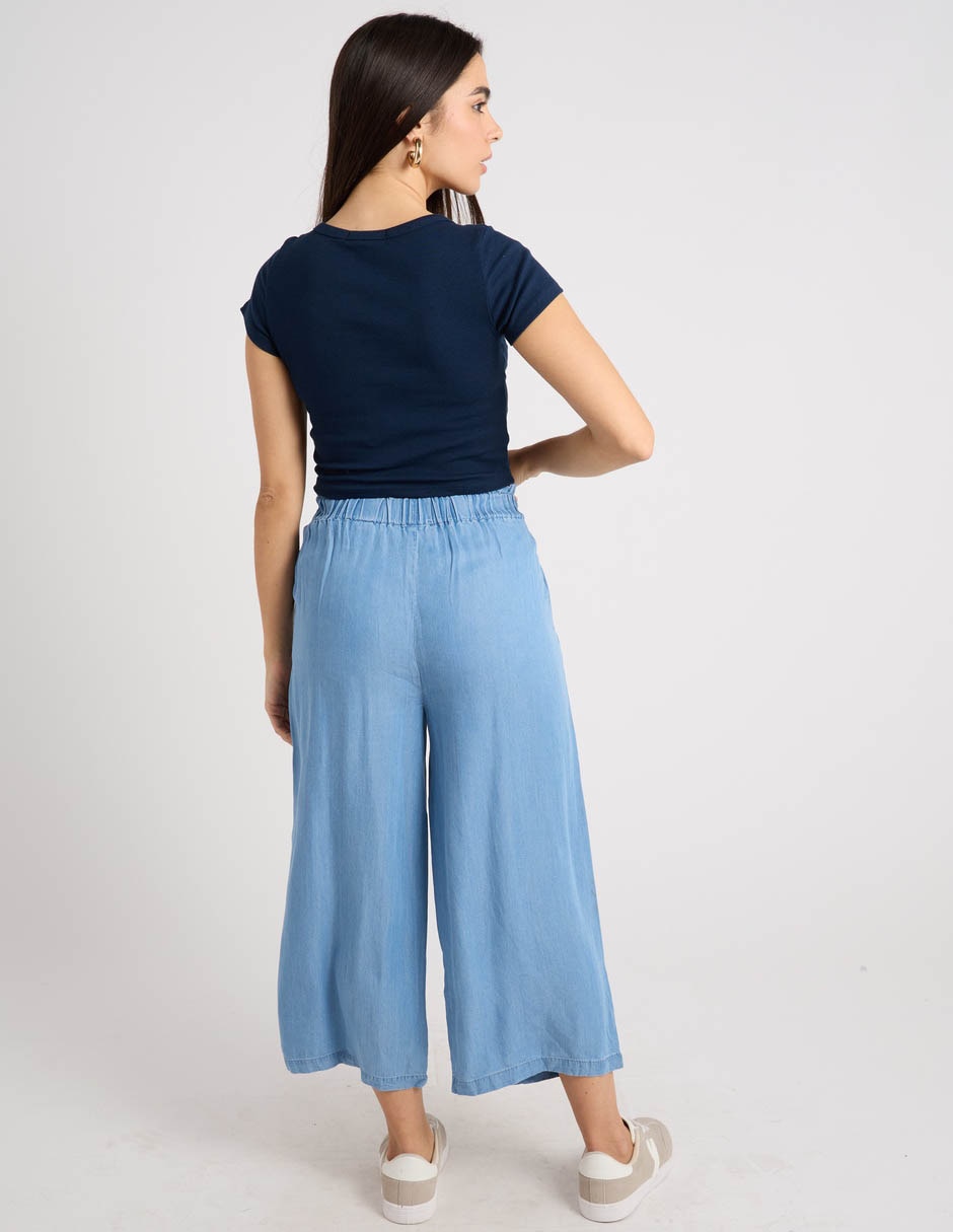 Jeans coulotte amplio cintura coffee bean para mujer