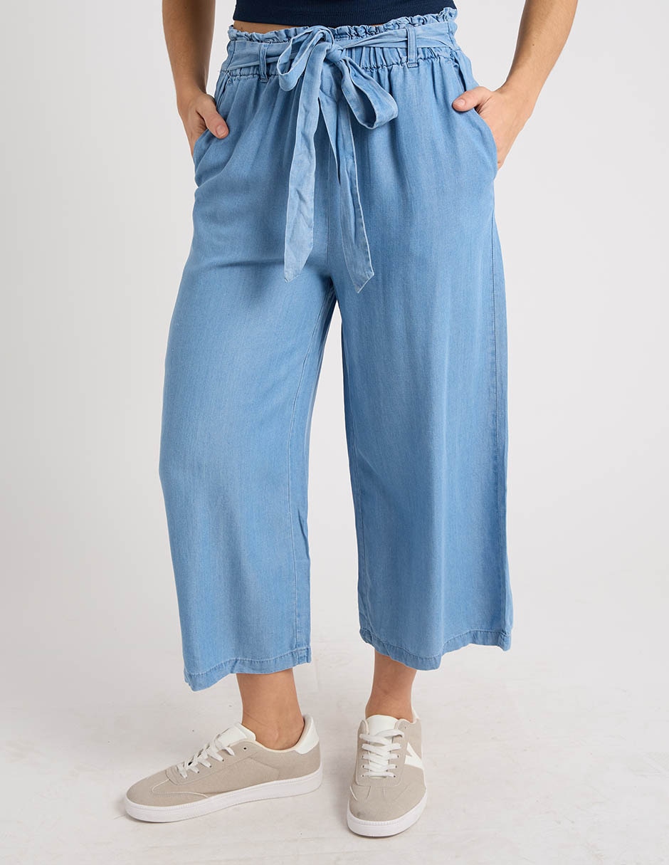 Jeans coulotte amplio cintura coffee bean para mujer