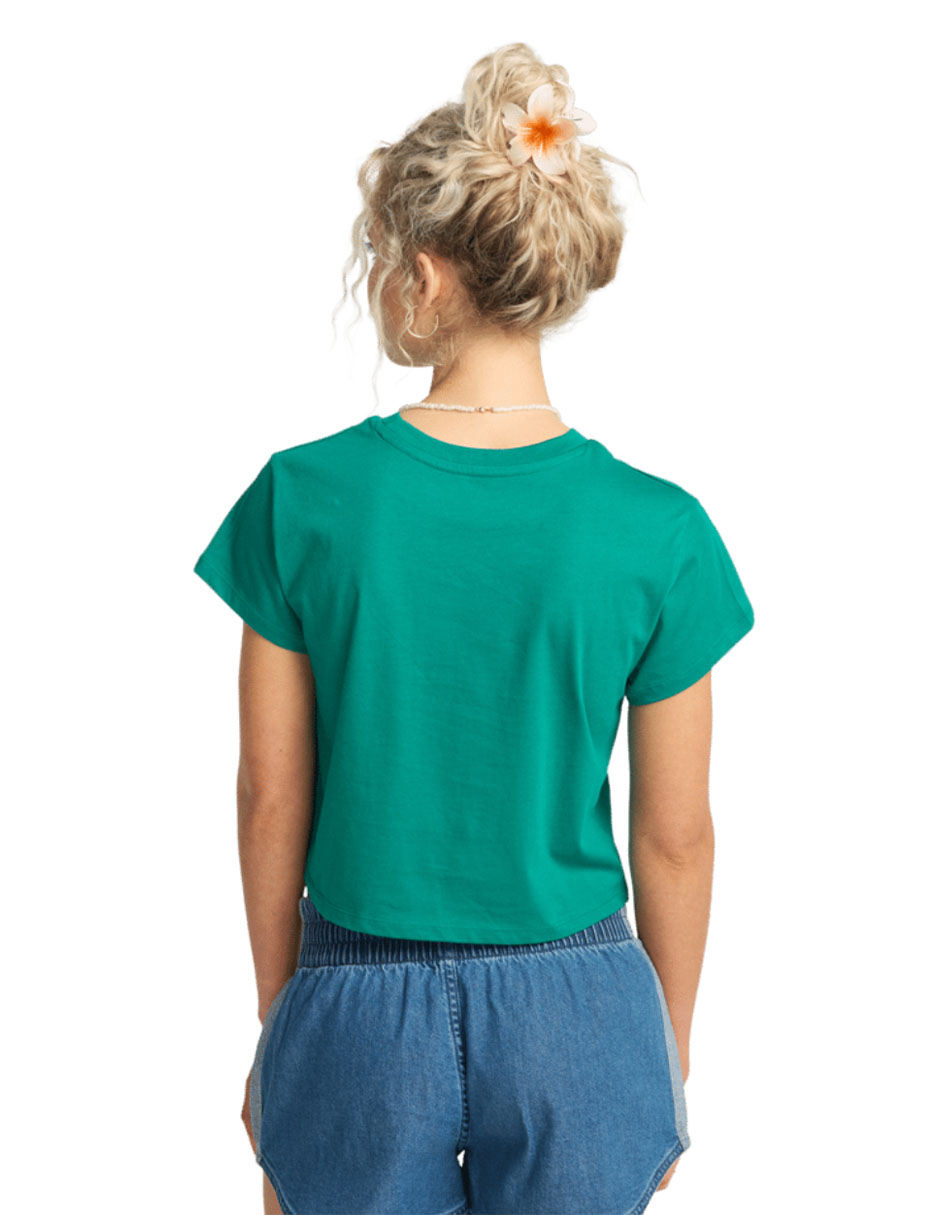 Playera manga corta check me in cuello redondo para mujer 3