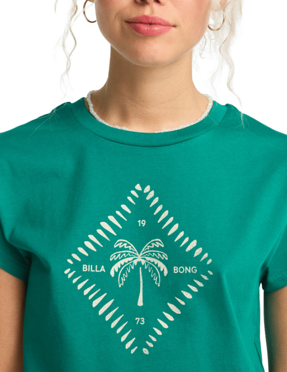 Playera manga corta check me in cuello redondo para mujer 4