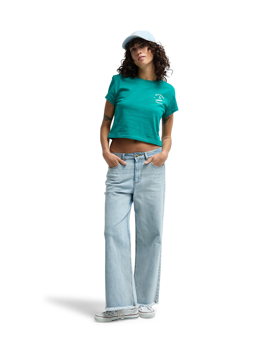 Manga corta surf the waves cuello redondo para mujer 2