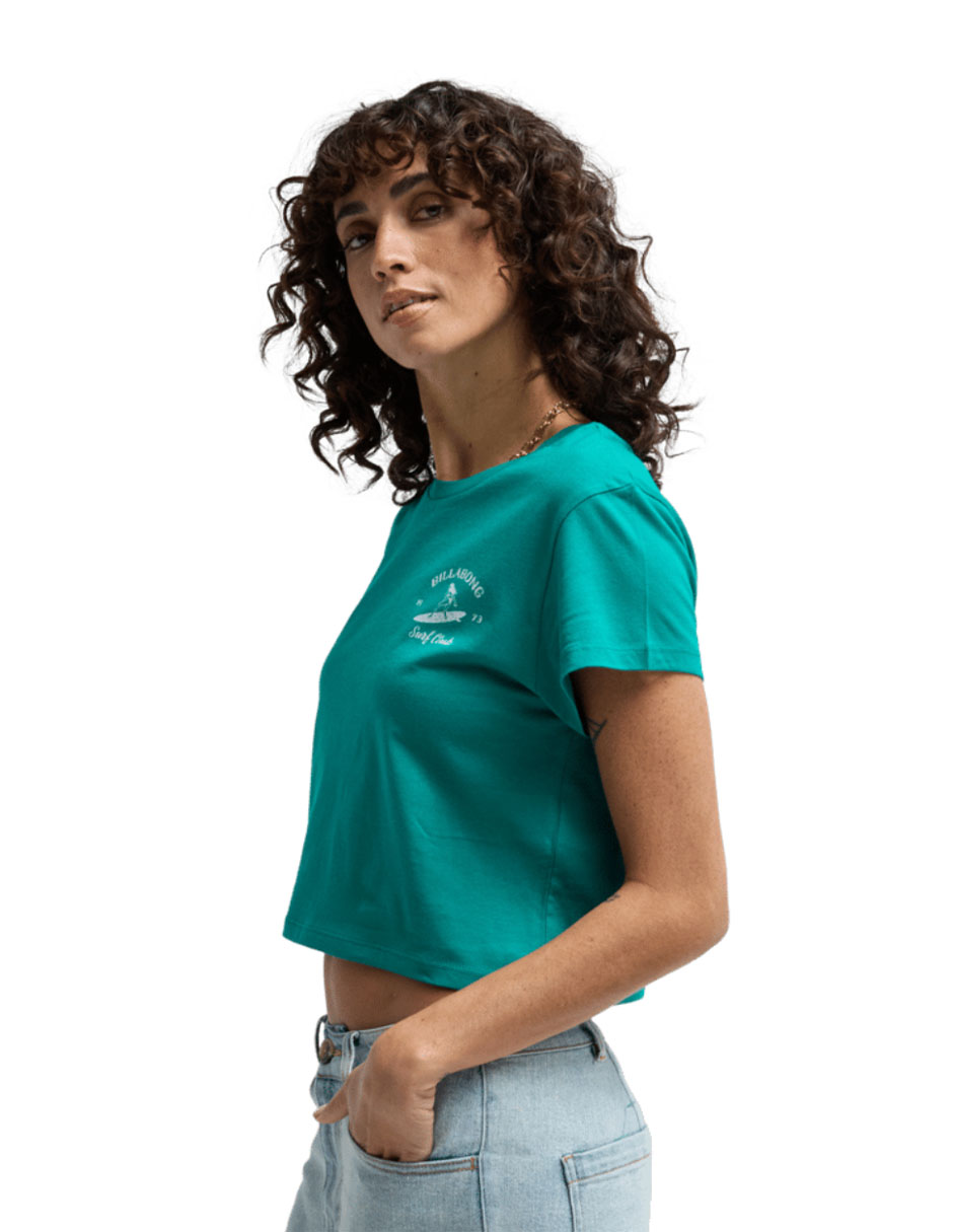 Manga corta surf the waves cuello redondo para mujer