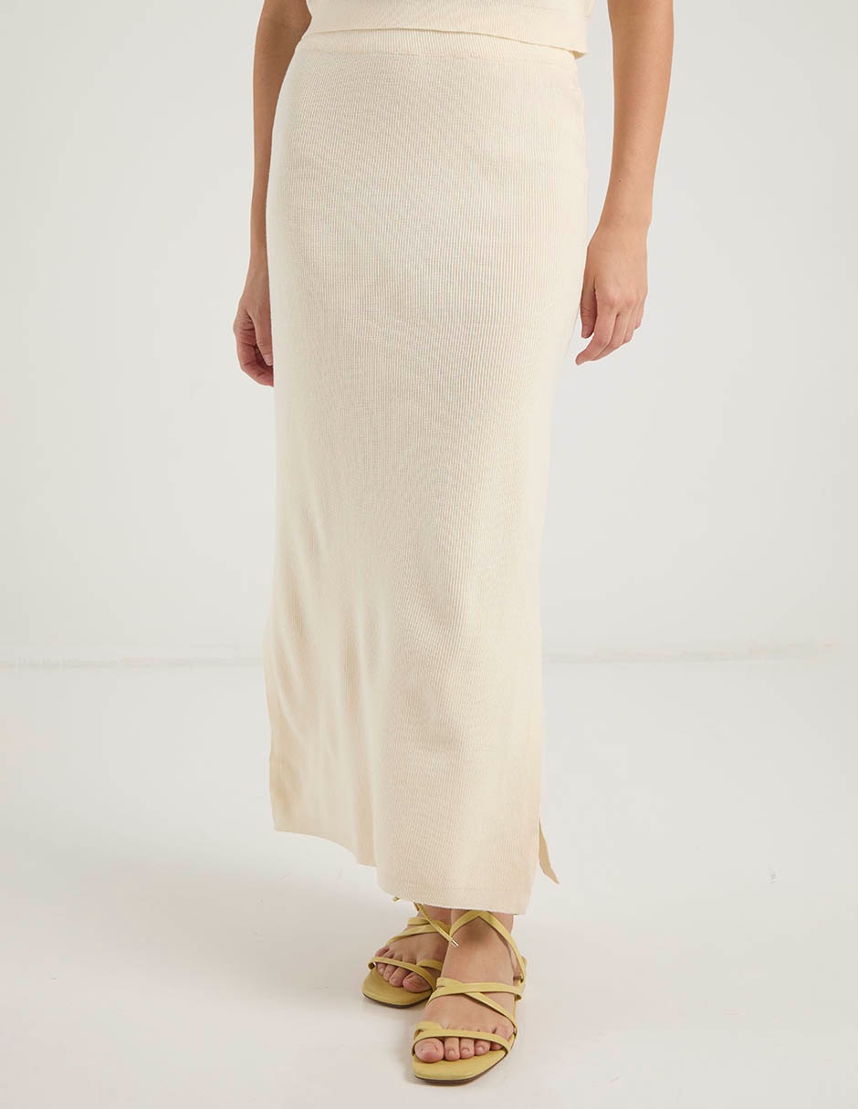 Falda maxi de algodón a la cintura