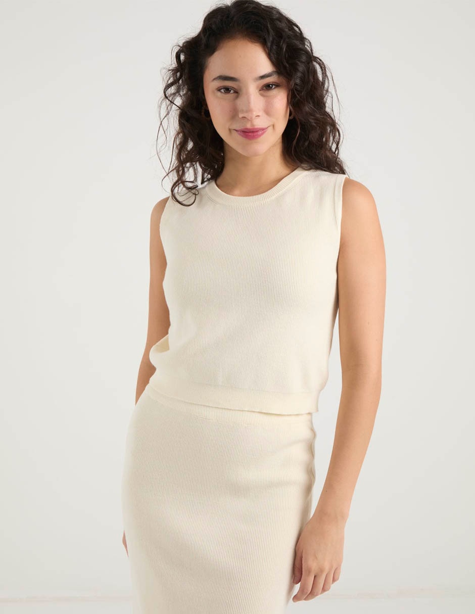 Top cuello redondo