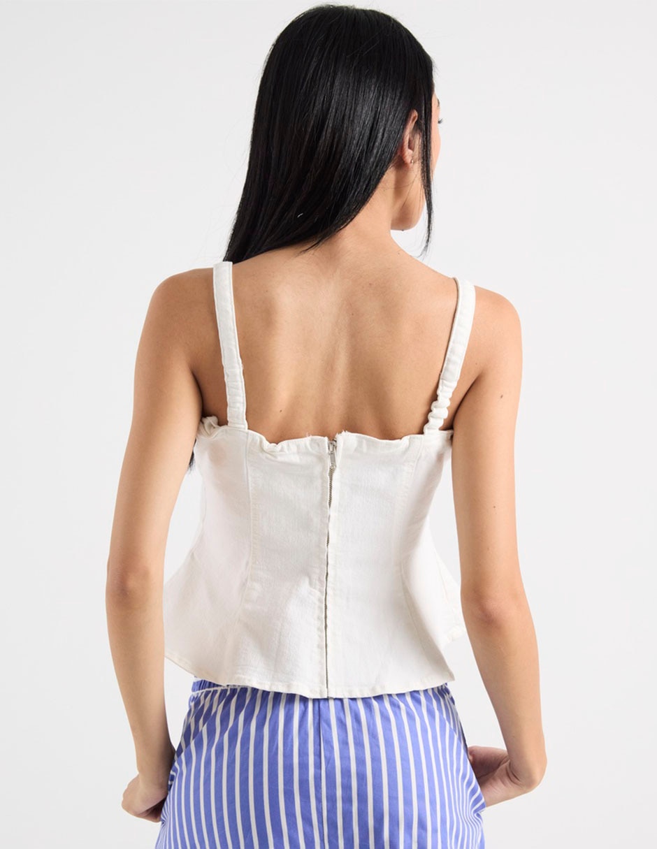 Top cuello redondo escote corazón tirante ancho 2