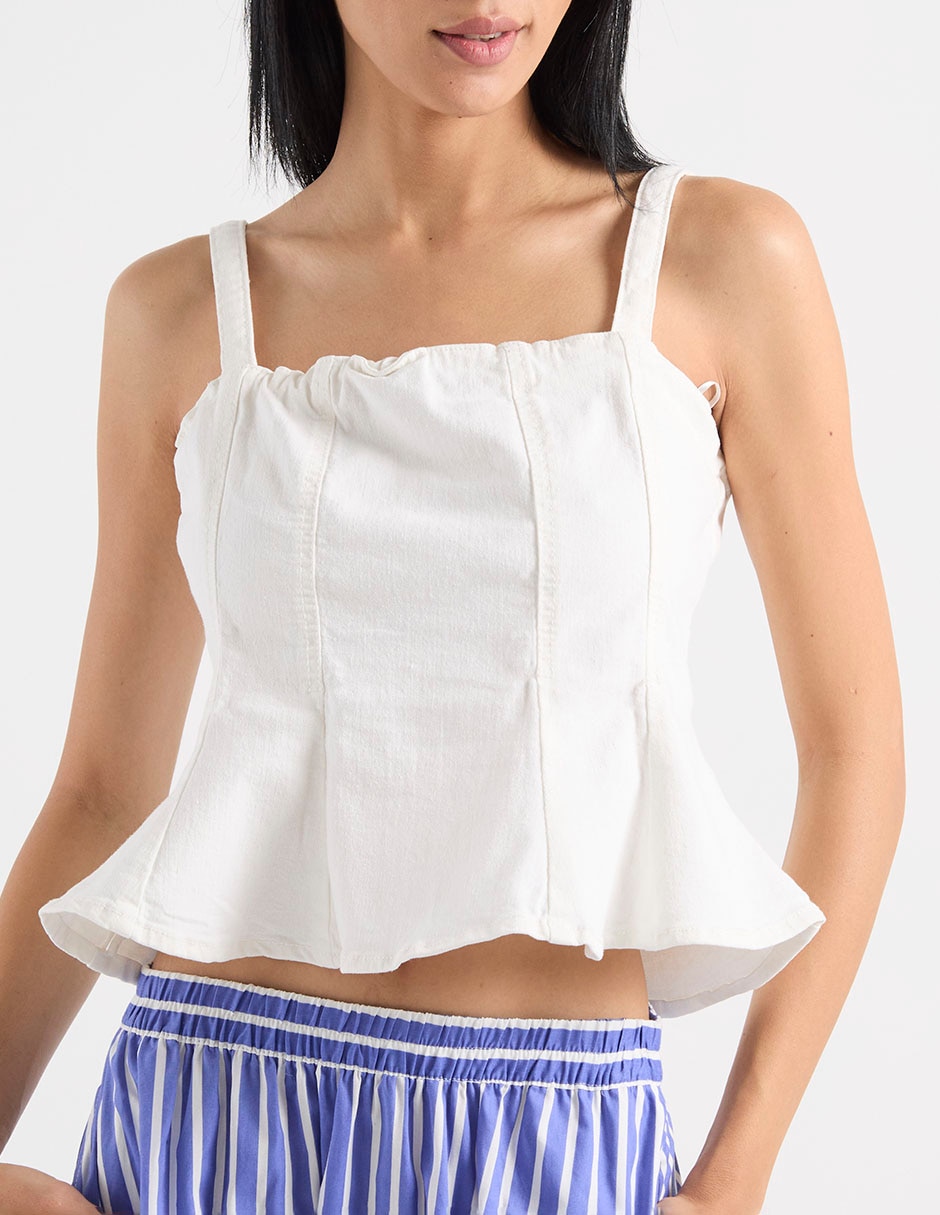 Top cuello redondo escote corazón tirante ancho 3
