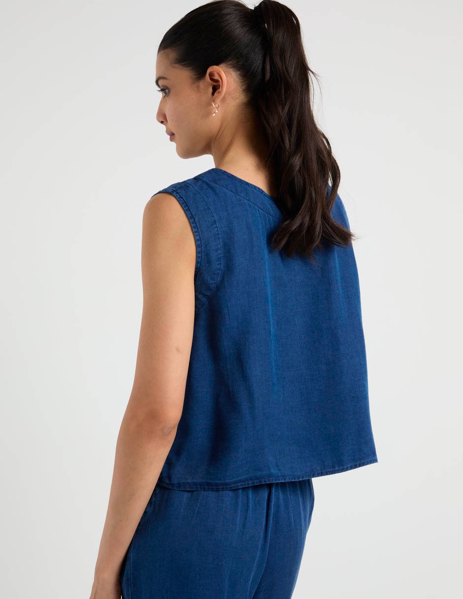 Top cuello redondo escote redondo tirante ancho 6