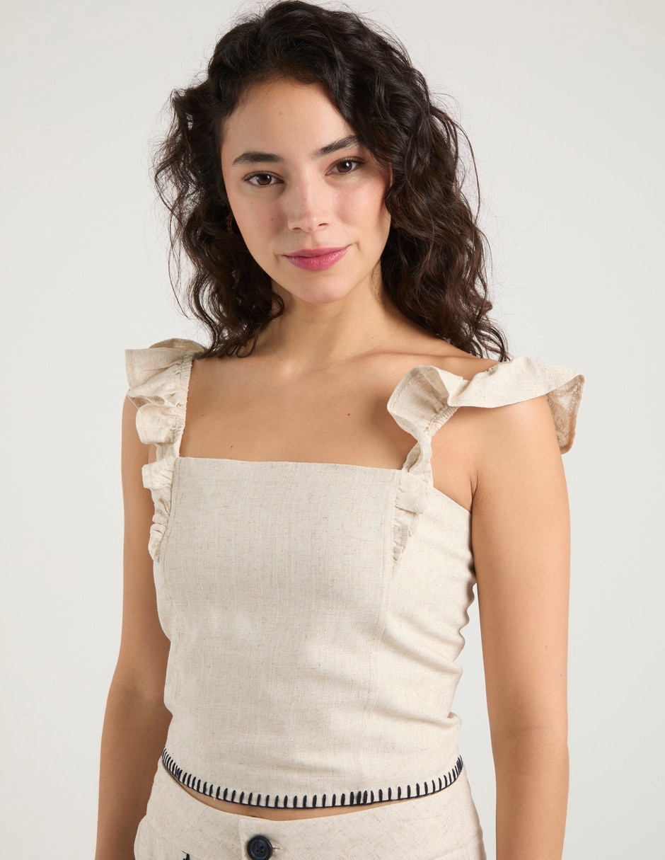 Top escote medio tirante delgado