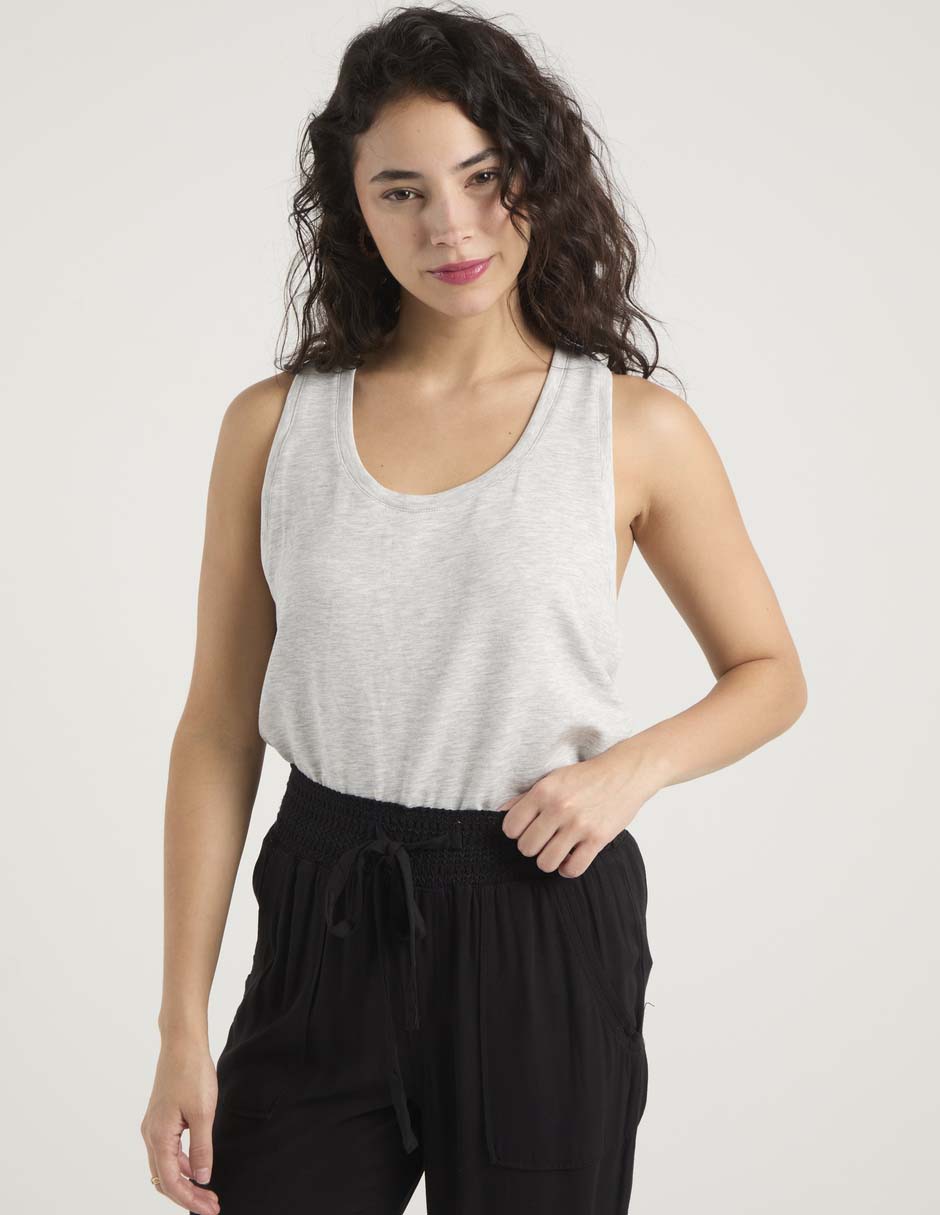 Top coffee bean escote redondo tirante ancho para mujer